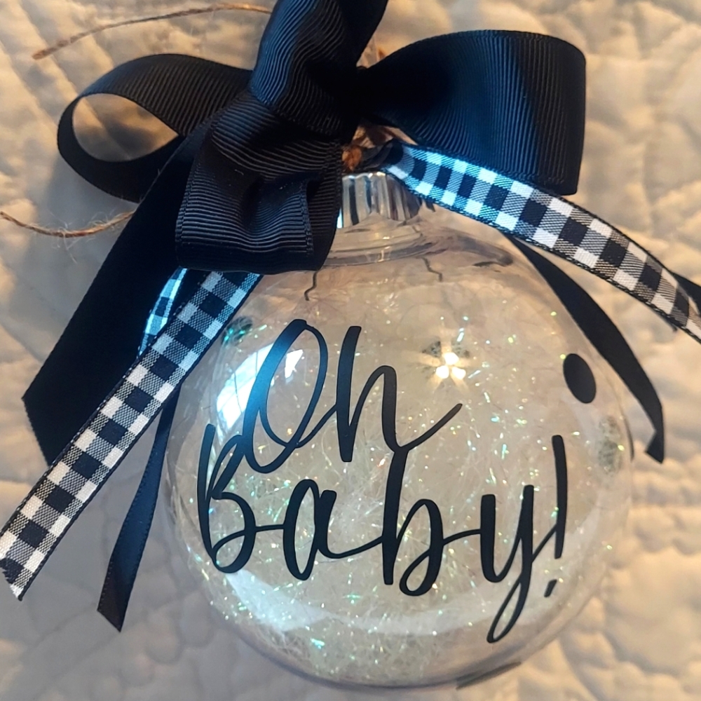 *🆕 Oh Baby! Irredecent ribbons in a Plastic Bulb and White Stand, Ribbons
